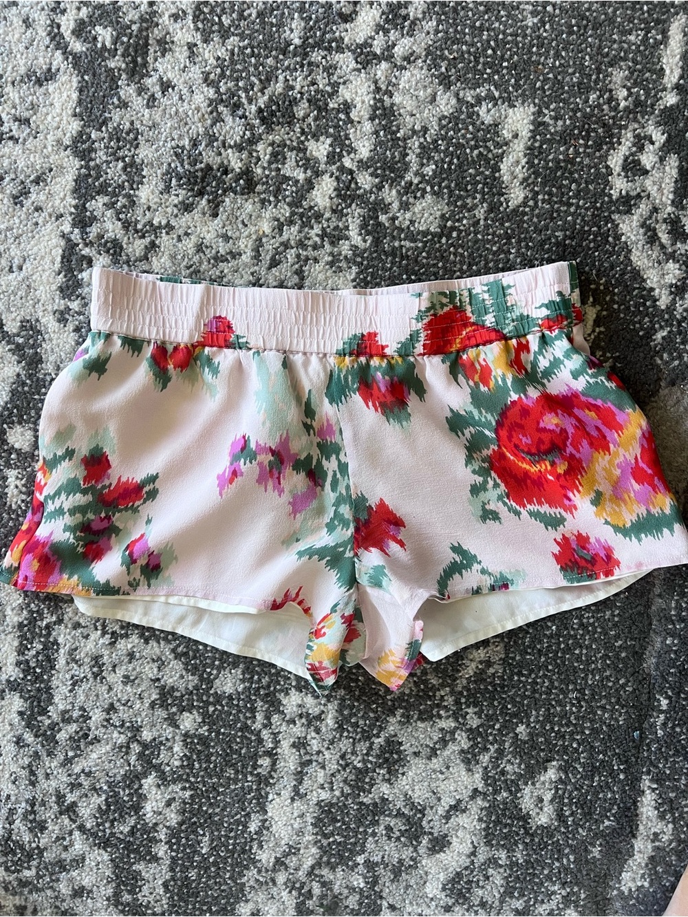 Floral Print Pink Women's Elastic Waist Skorts